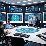 **Prompt 1: The Foundation of Digital Security**
    A grand, modern architectural structure stands firm and resilient, symbolizing a secure digital enterprise. Its visible foundation is intricately woven with glowing digital circuits, data flows, and abstract representations of robust governance, clear policies, and comprehensive risk management frameworks. Diverse, professional individuals are seen collaborating around a large, transparent digital blueprint, signifying shared understanding, defined roles, and collective strategic planning. The overall atmosphere is one of stability, foresight, and controlled complexity, showcasing cybersecurity as the unshakeable bedrock of an organization. *Art style: Realistic, professional, slightly futuristic, with detailed digital elements and a focus on strong foundational structures.*