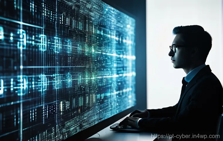 사이버 보안 규정 준수를 위한 위험 평가 절차 - **AI Hacking - The Invisible Threat:** A professional in a modern, well-lit office environment, focu...