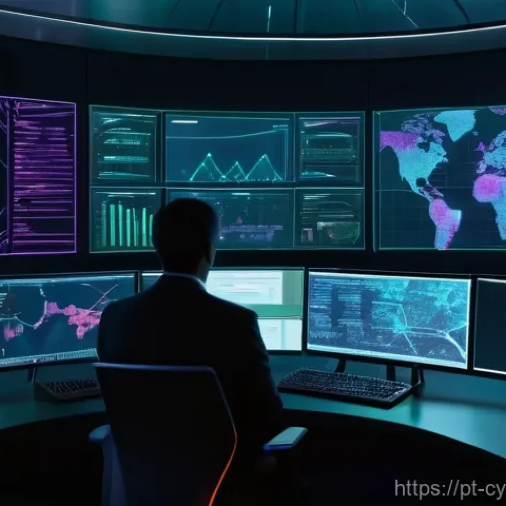 사이버 보안 규정 준수 모니터링 시스템 구축하기 - **Prompt 1: AI-Powered Cybersecurity Operations Center**
A highly detailed, cinematic wide shot ...