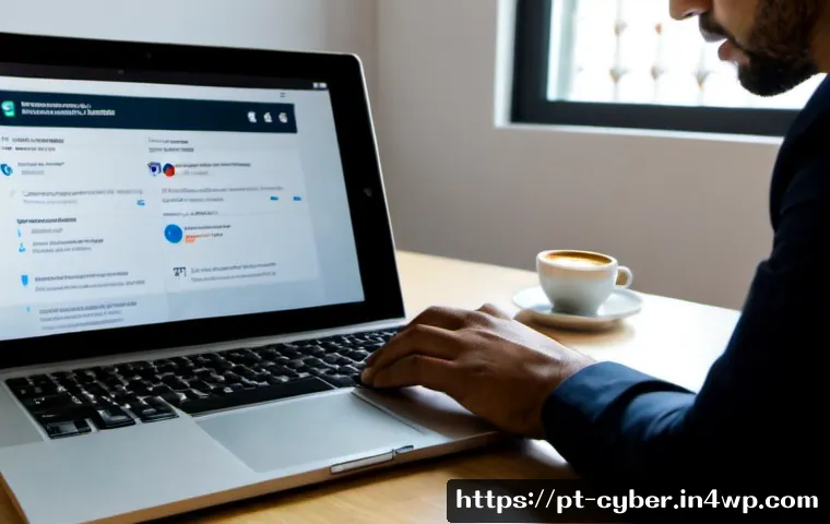 Home 17 사이버 보안 규정 준수와 모바일 보안 - Photorealistic cybersecurity compliance scene in a modern Portuguese office, a business professional...