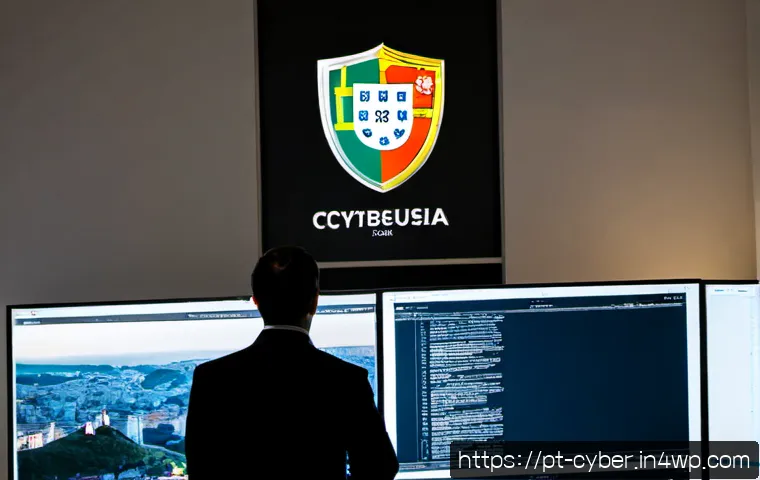 Home 17 사이버 보안 규정 준수의 지속적인 개선 - Photorealistic cybersecurity compliance review in a modern Lisbon office, diverse Portuguese-speakin...
